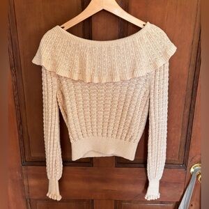Free People Tan Off-Shoulder Sweater